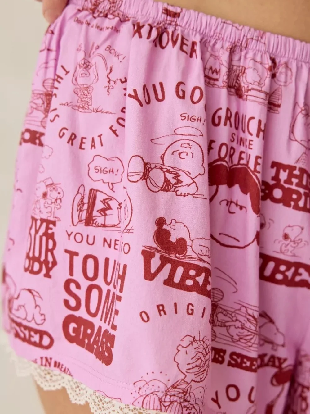 Peanuts Lace Trim Boxer Shorties